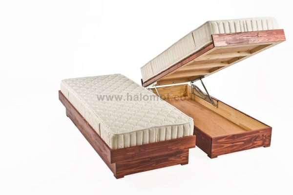 מיטה יהודית מעץ מלא פגודה מצעים