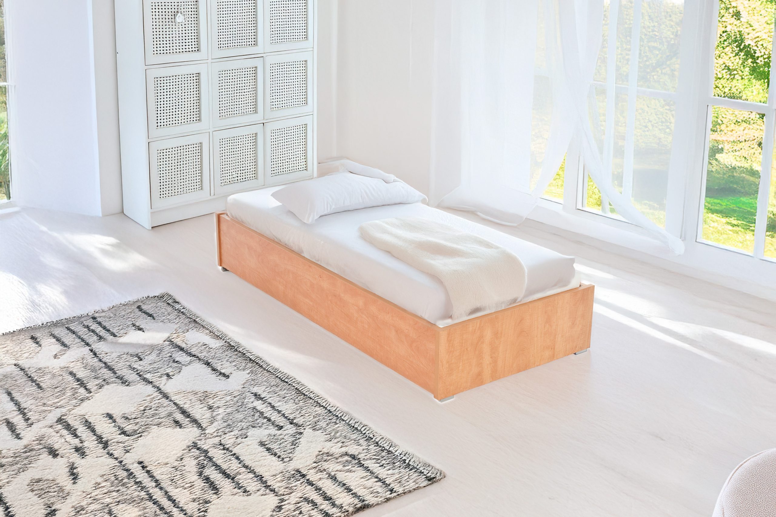 מיטת נוער שמפניה ארגז מצעים