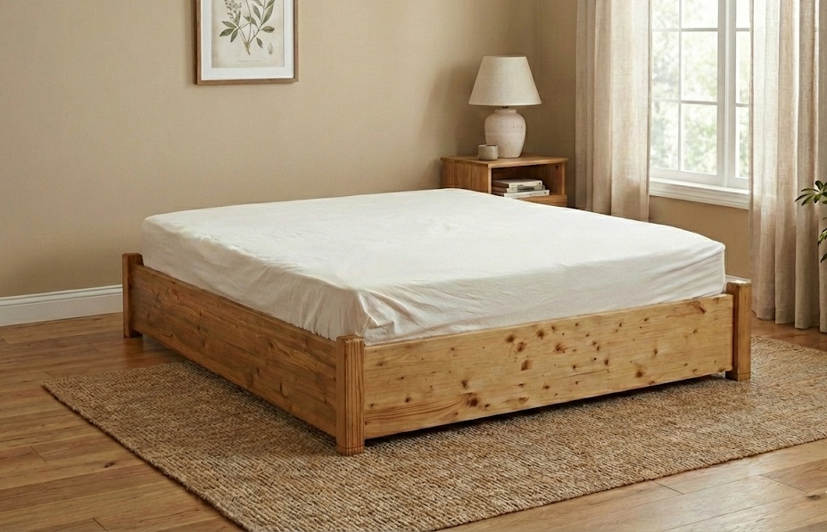 מיטה זוגית עם ארגז מצעים מעץ מלא - מאור