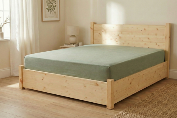 מיטה זוגית מעץ מלא עם ארגז , מאור פלוס