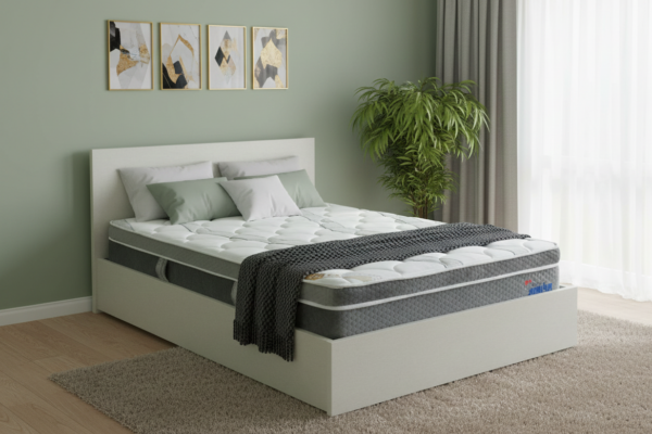 מיטה זוגית עם ארגז מצעים שמפניה פלוס