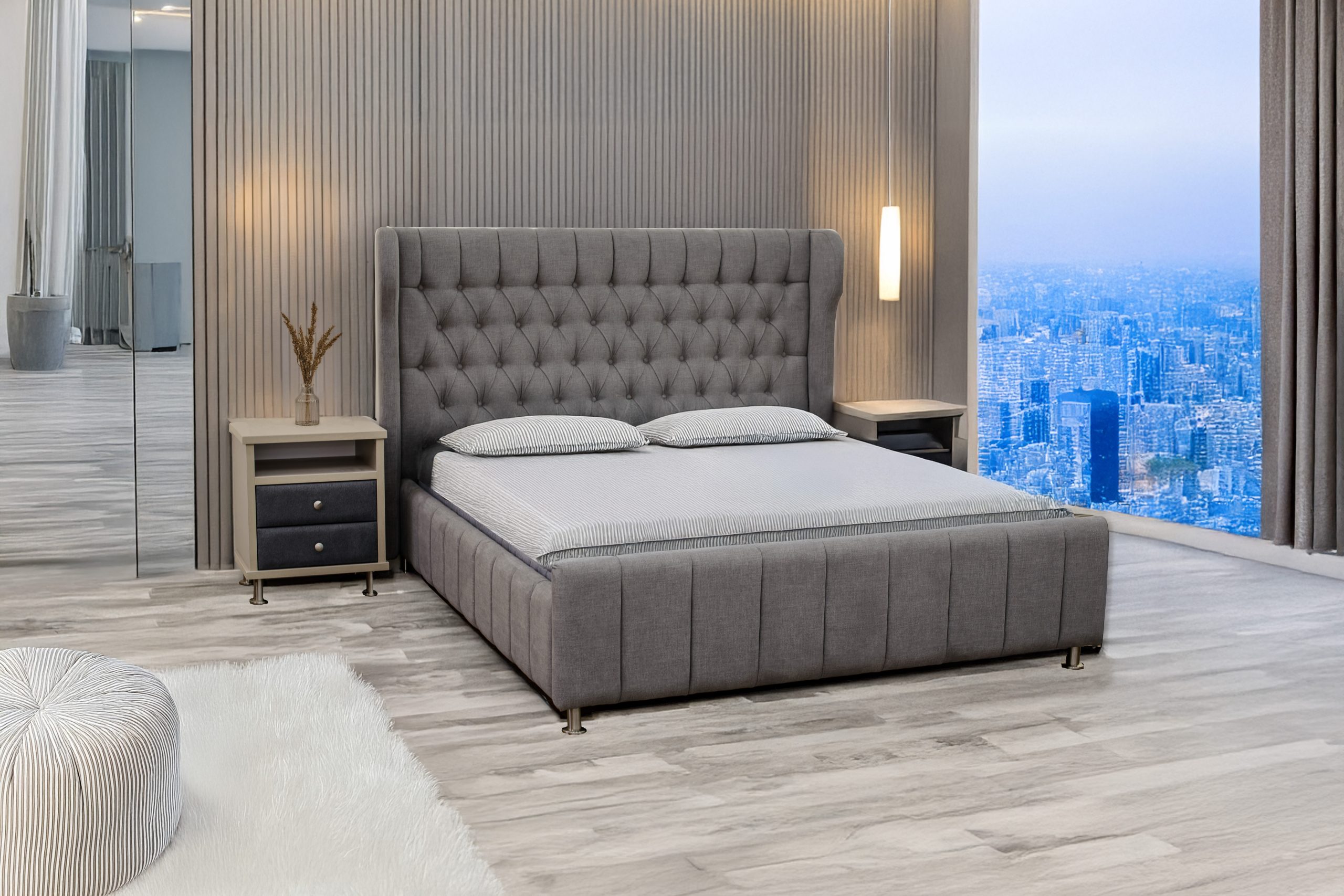 מיטה זוגית מרופדת דגם ורד