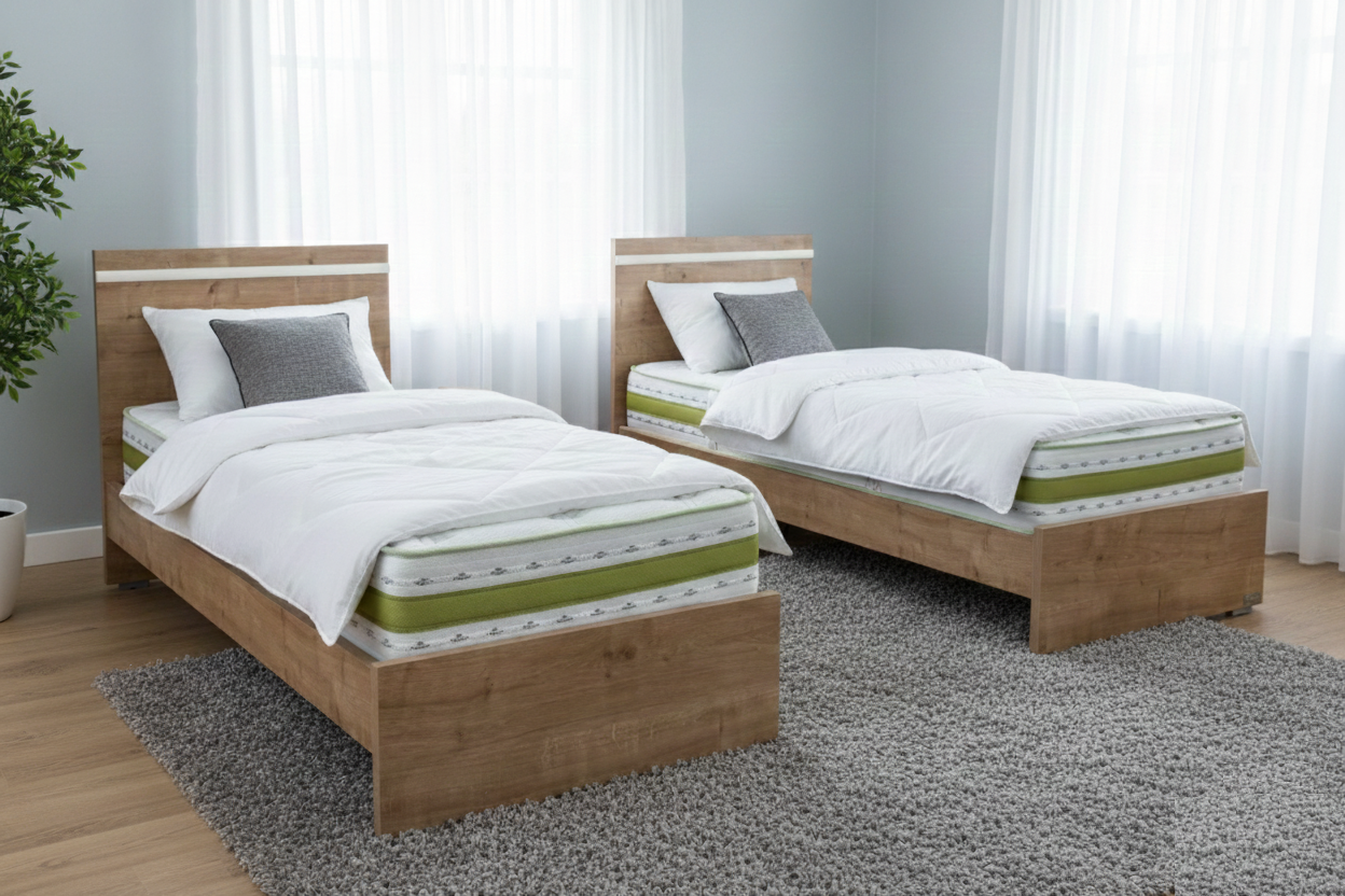 מיטה יהודית מעוצבת עם ראשים נפרדים - דגם חופית