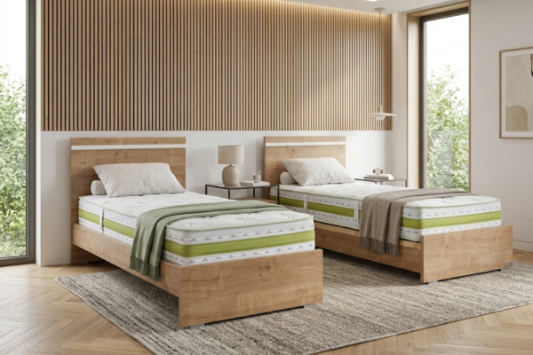 מיטה יהודית מעוצבת עם ראשים נפרדים - דגם חופית