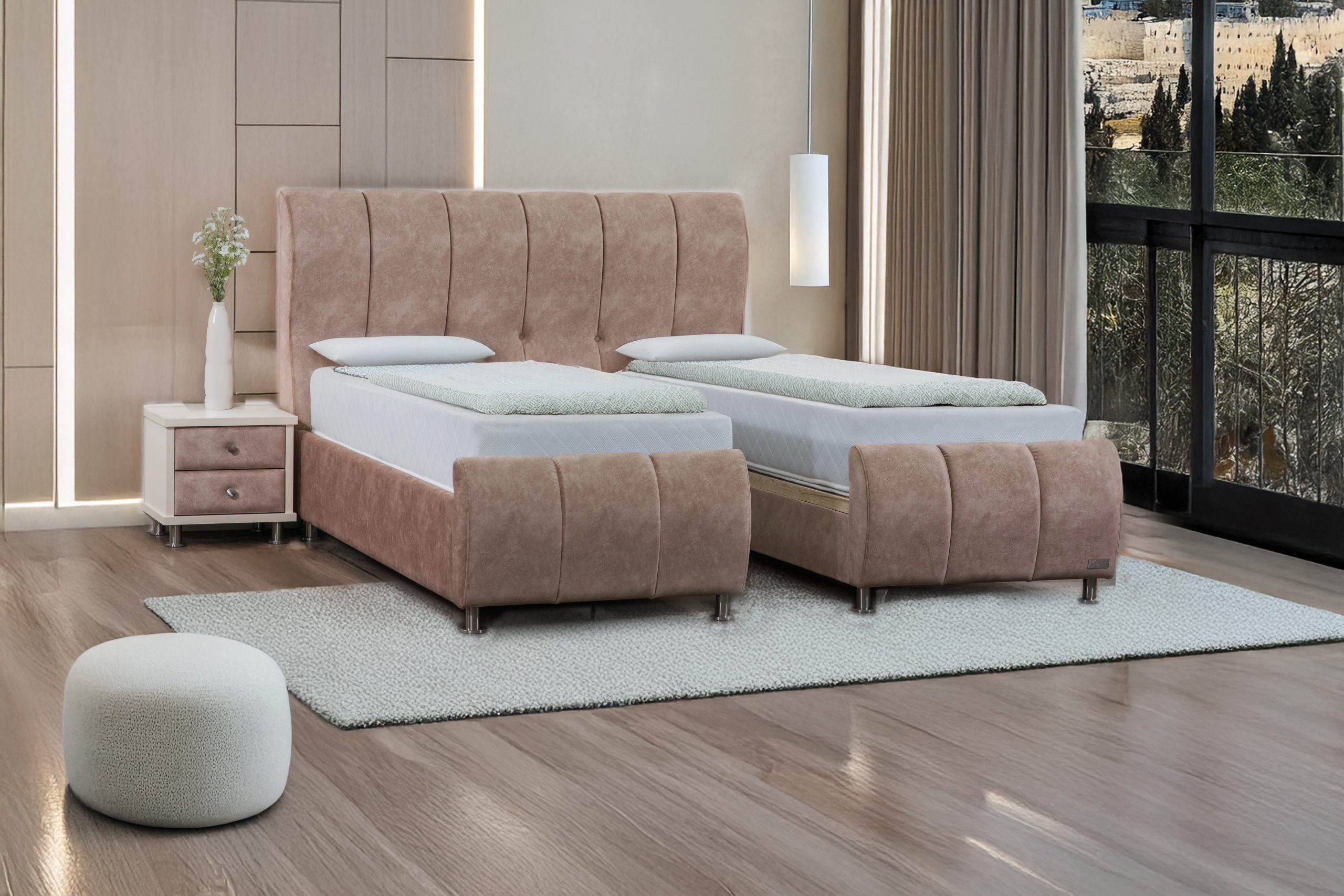 מיטה יהודית מרופדת דגם ליאן פלוס ארגז מצעים