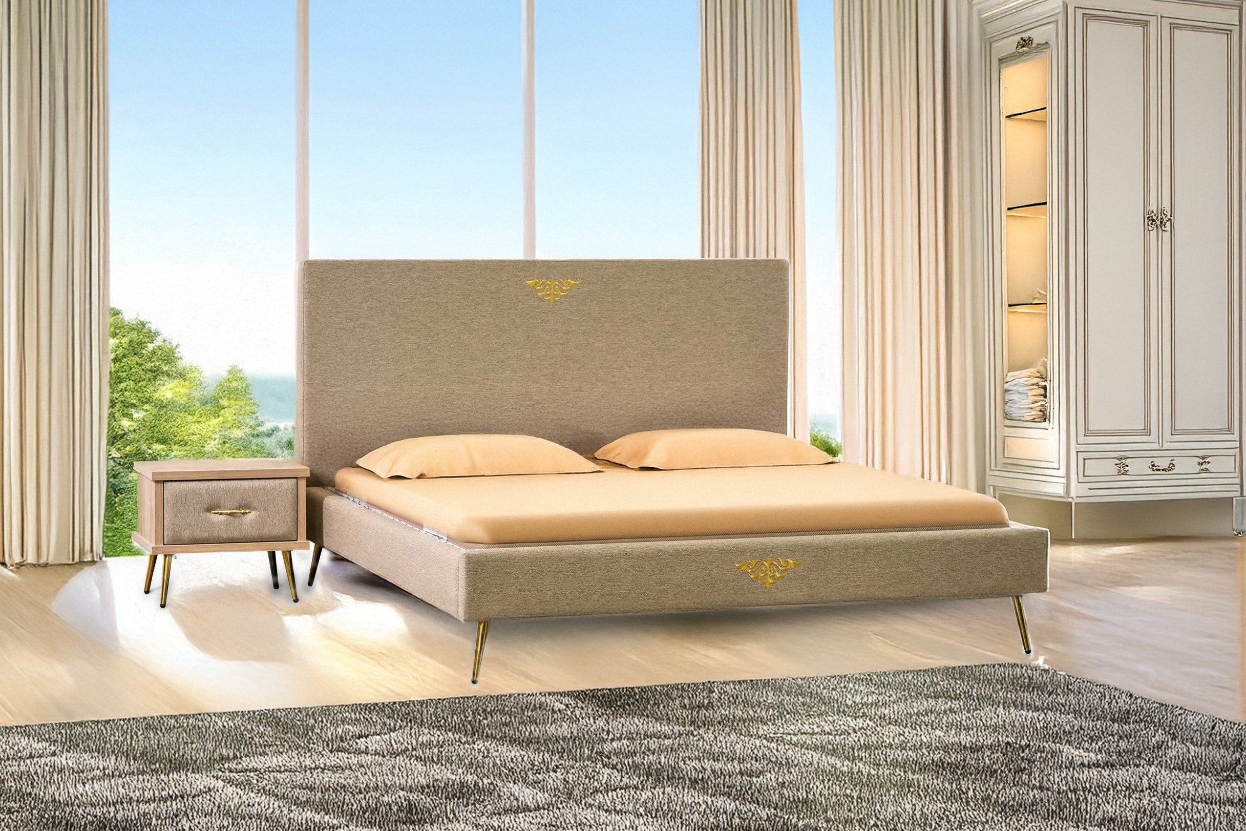 מיטה זוגית מרופדת דגם פרלין