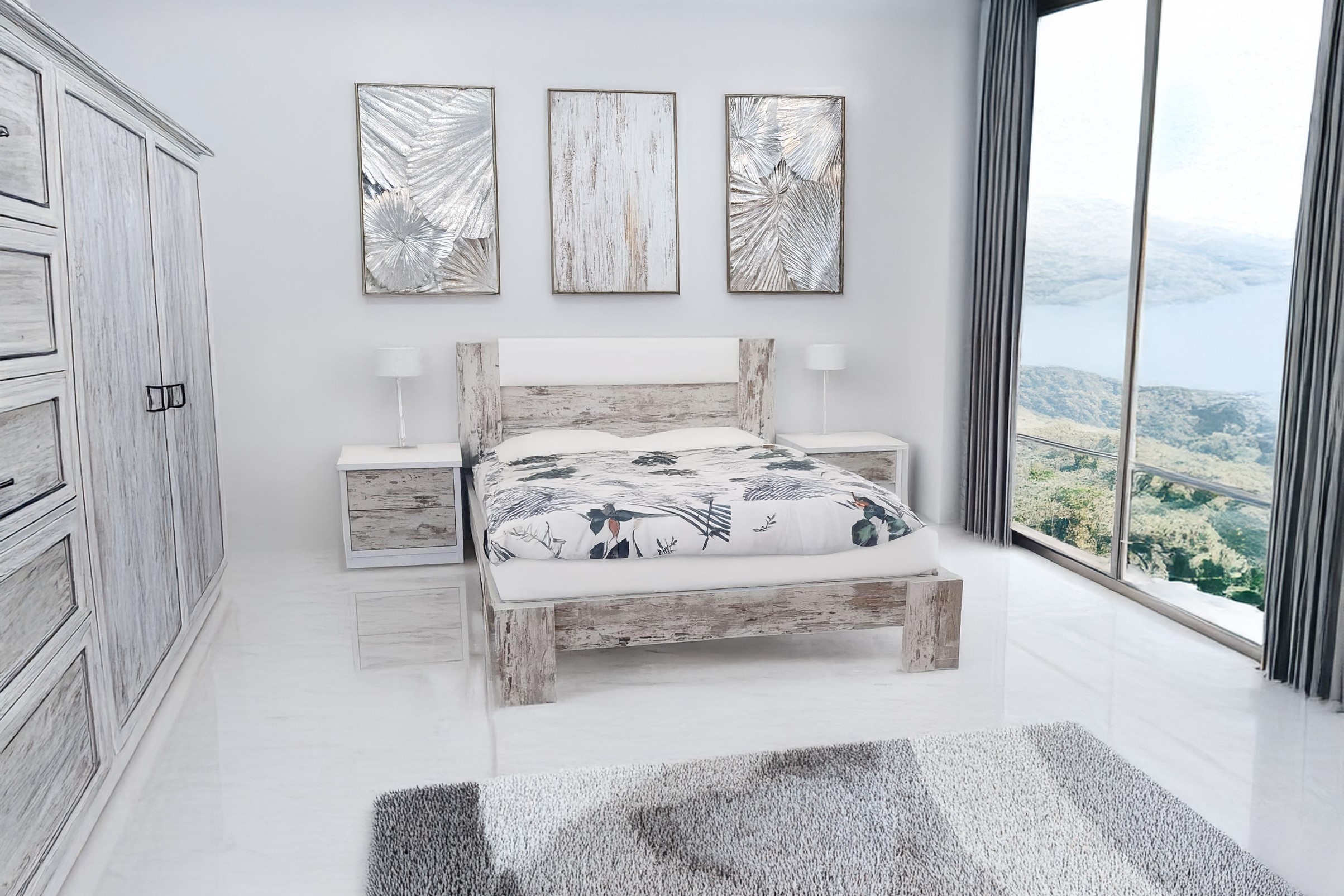 מיטה זוגית דגם גיא + ראש מיטה בשילוב כרית ריפוד