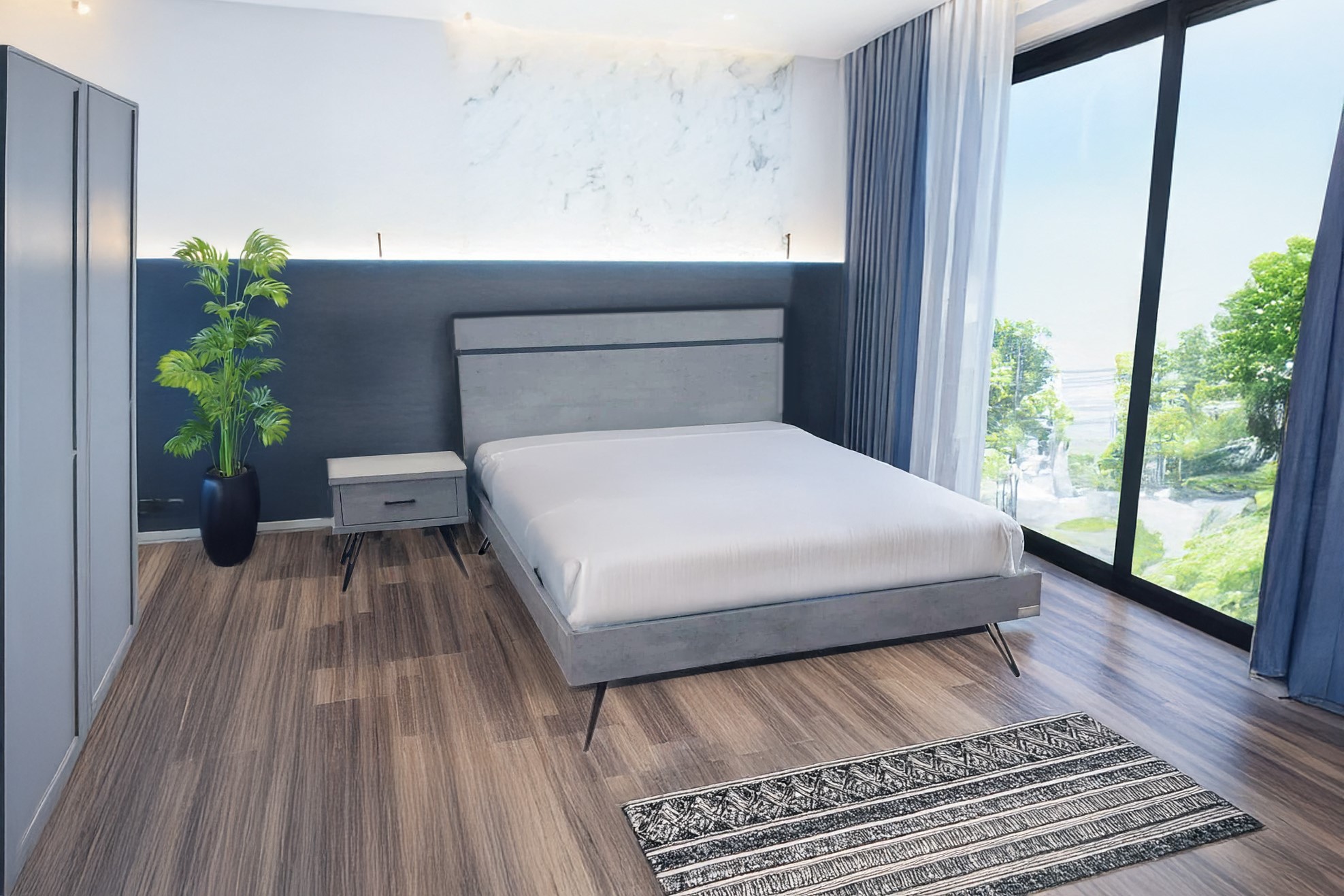 מיטה זוגית דגם סנדי רגל מעוצבת