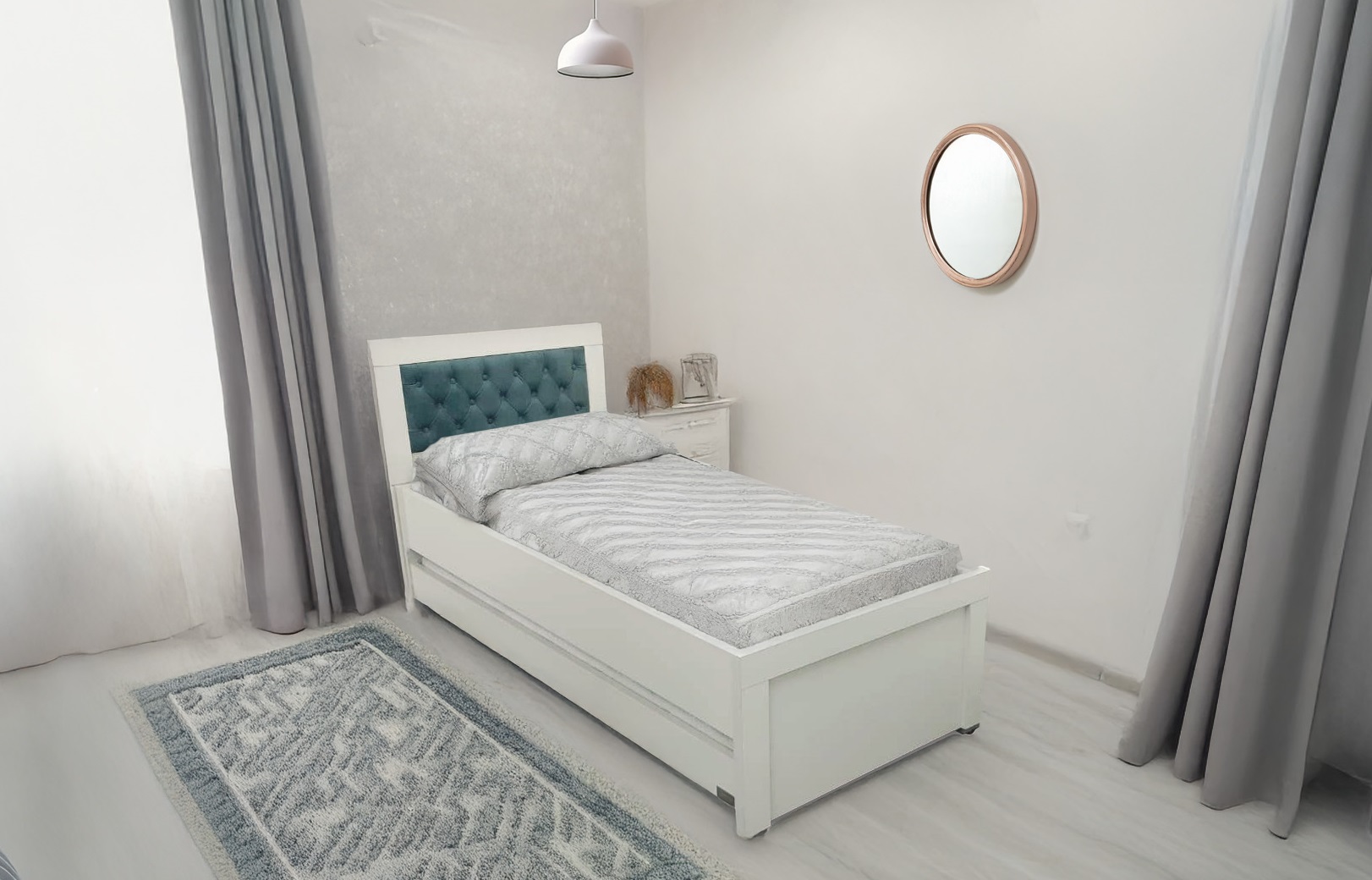 מיטה היי רייזר+ ראש מרופד + ארגז כולל מזרנים - מיטת נוער נפתחת