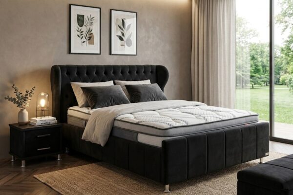 מיטה זוגית מרופדת דגם ורד 2