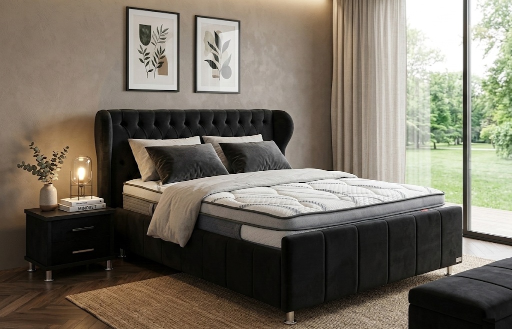 מיטה זוגית מרופדת דגם ורד 2