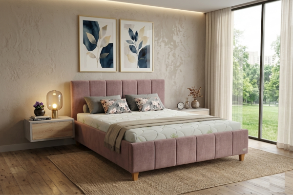 מיטה זוגית מרופדת דגם נוי