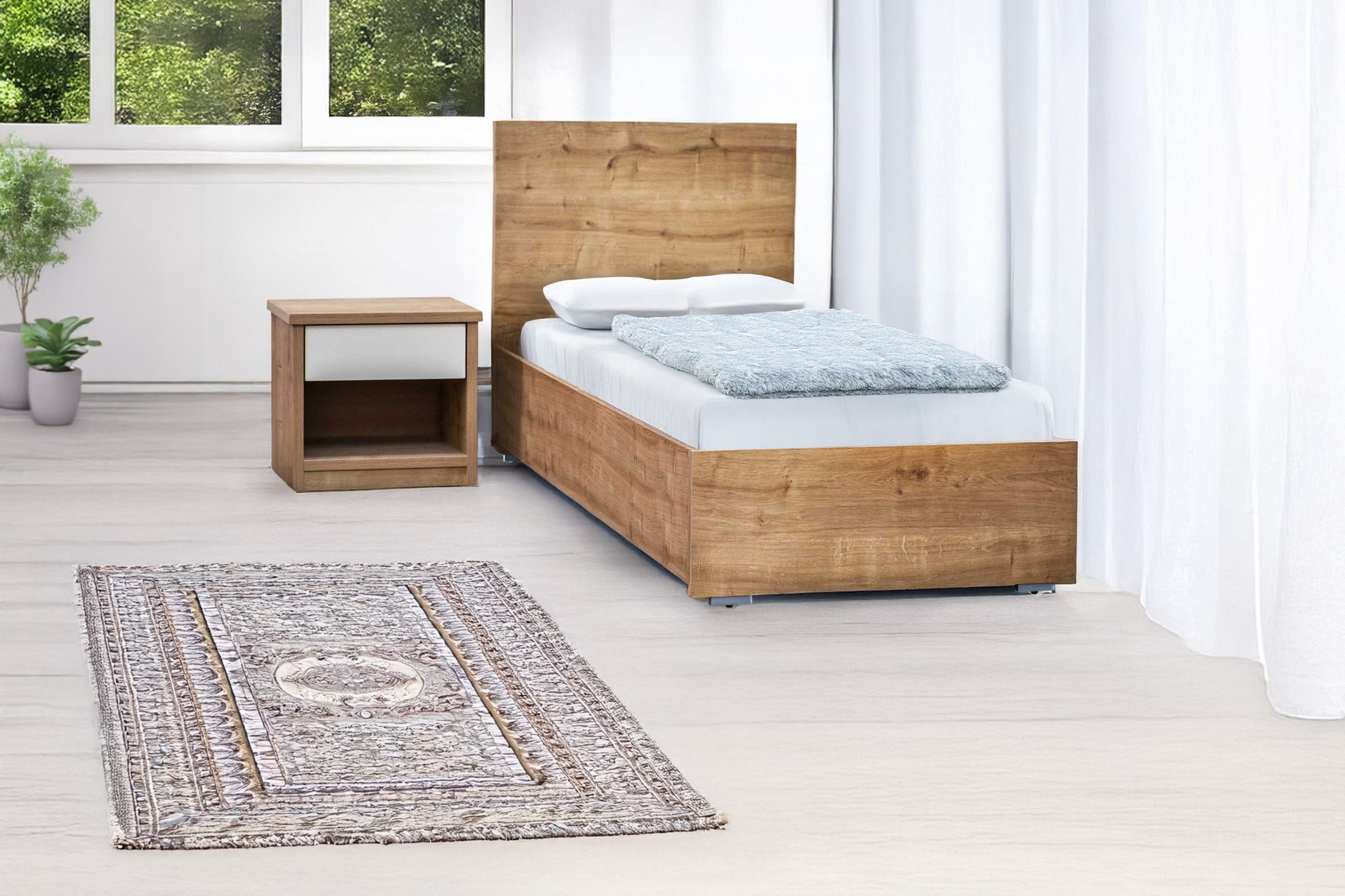 מיטת נוער שמפניה ראש וארגז מצעים