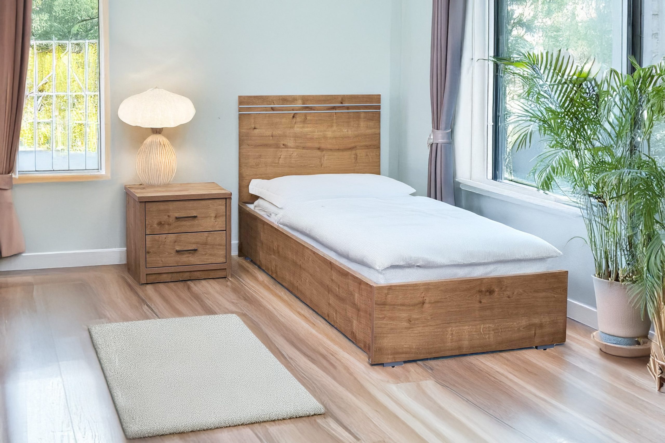 מיטת נוער שמפניה ראש וארגז מצעים