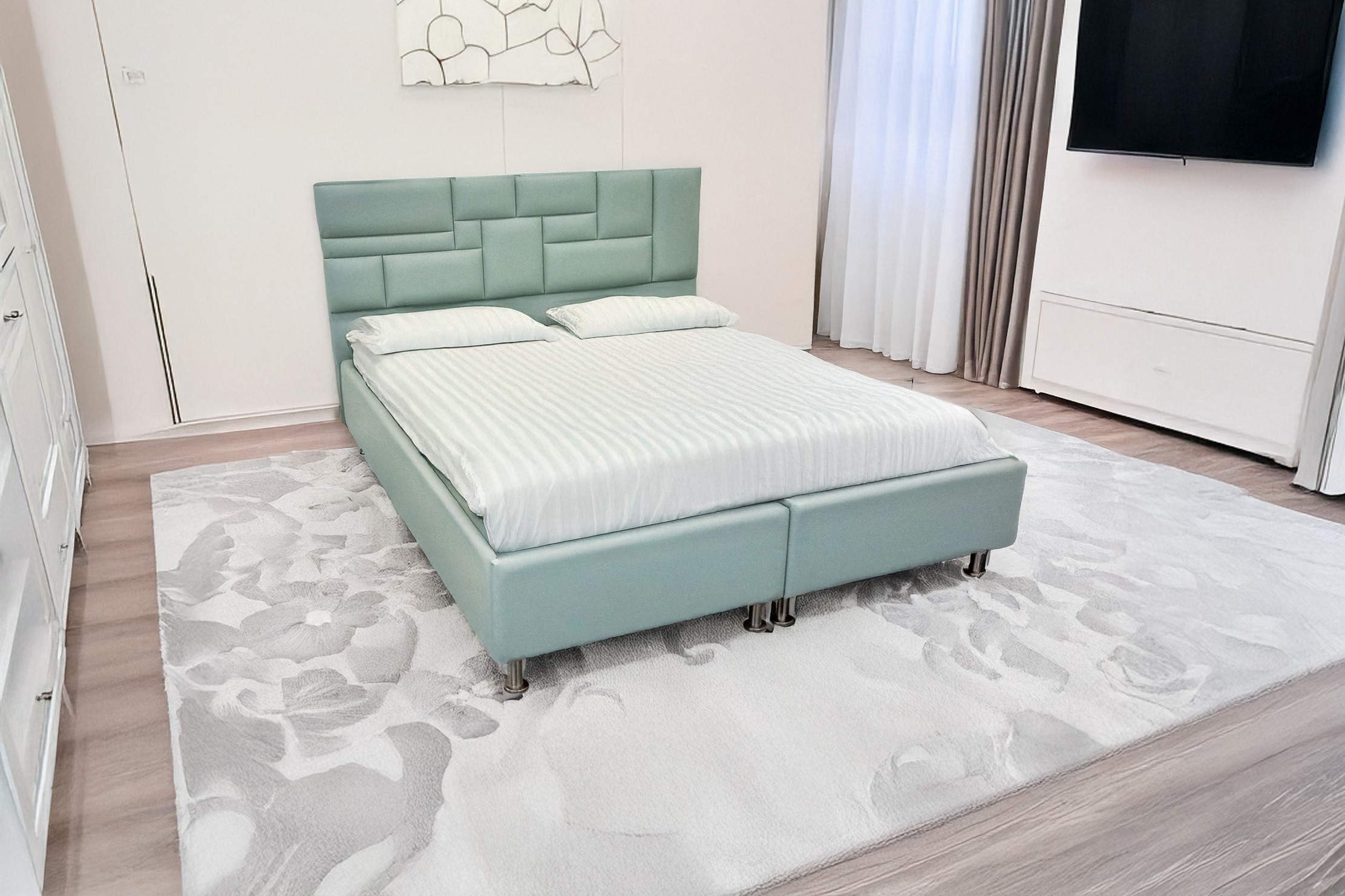 מיטה יהודית מרופדת דגם אביתר פלוס ארגז מצעים