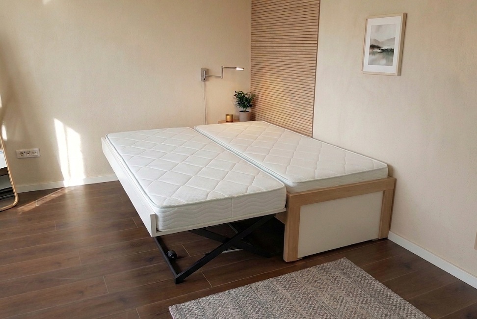 מיטה היי רייזר נפתחת לזוג מיטות כולל מזרנים דגם מעיין