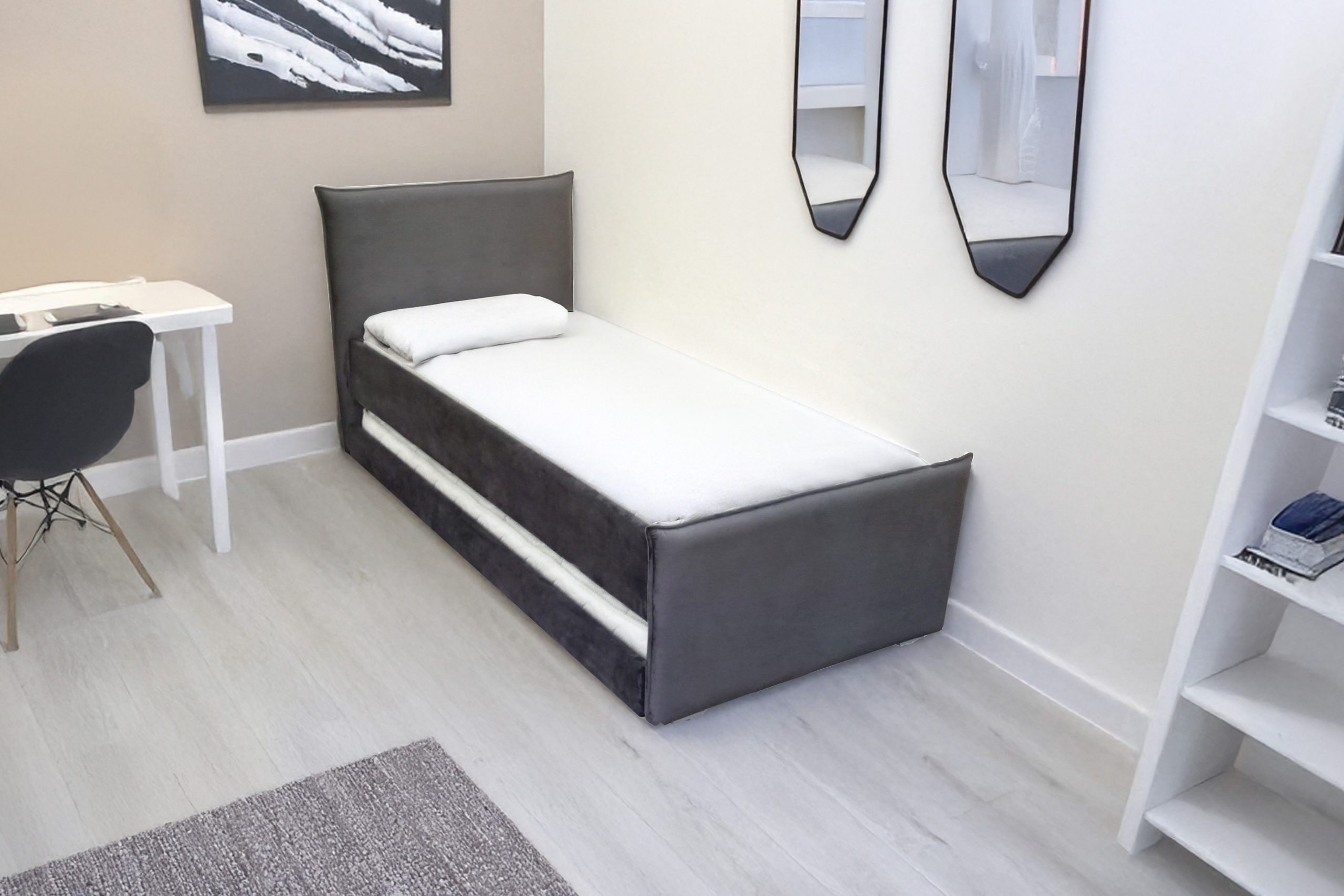 מיטה היי רייזר דגם ווגאס  מרופדת עם ארגז כולל מזרנים - מיטת נוער נפתחת