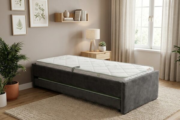 מיטה היי רייז מרופדת כולל ארגז למצעים וזוג מזרנים