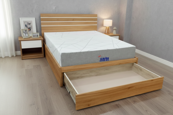 מיטה עם מגירת אחסון מהחזית