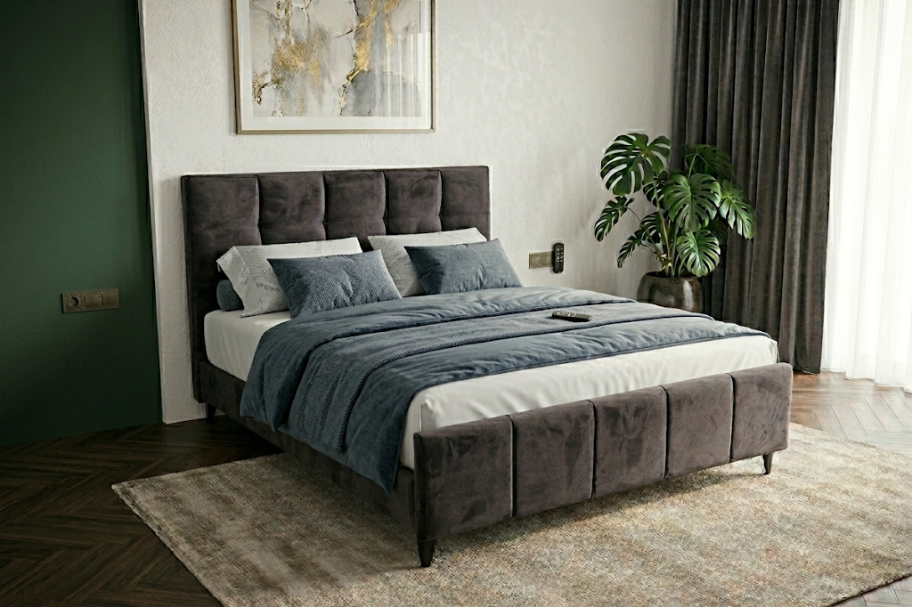 מיטה זוגית מרופדת דגם אדיר ארגז מצעים