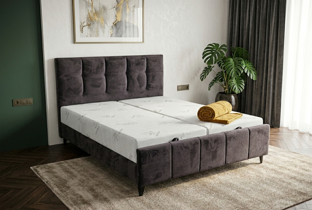 מיטה זוגית מרופדת דגם אדיר ארגז מצעים