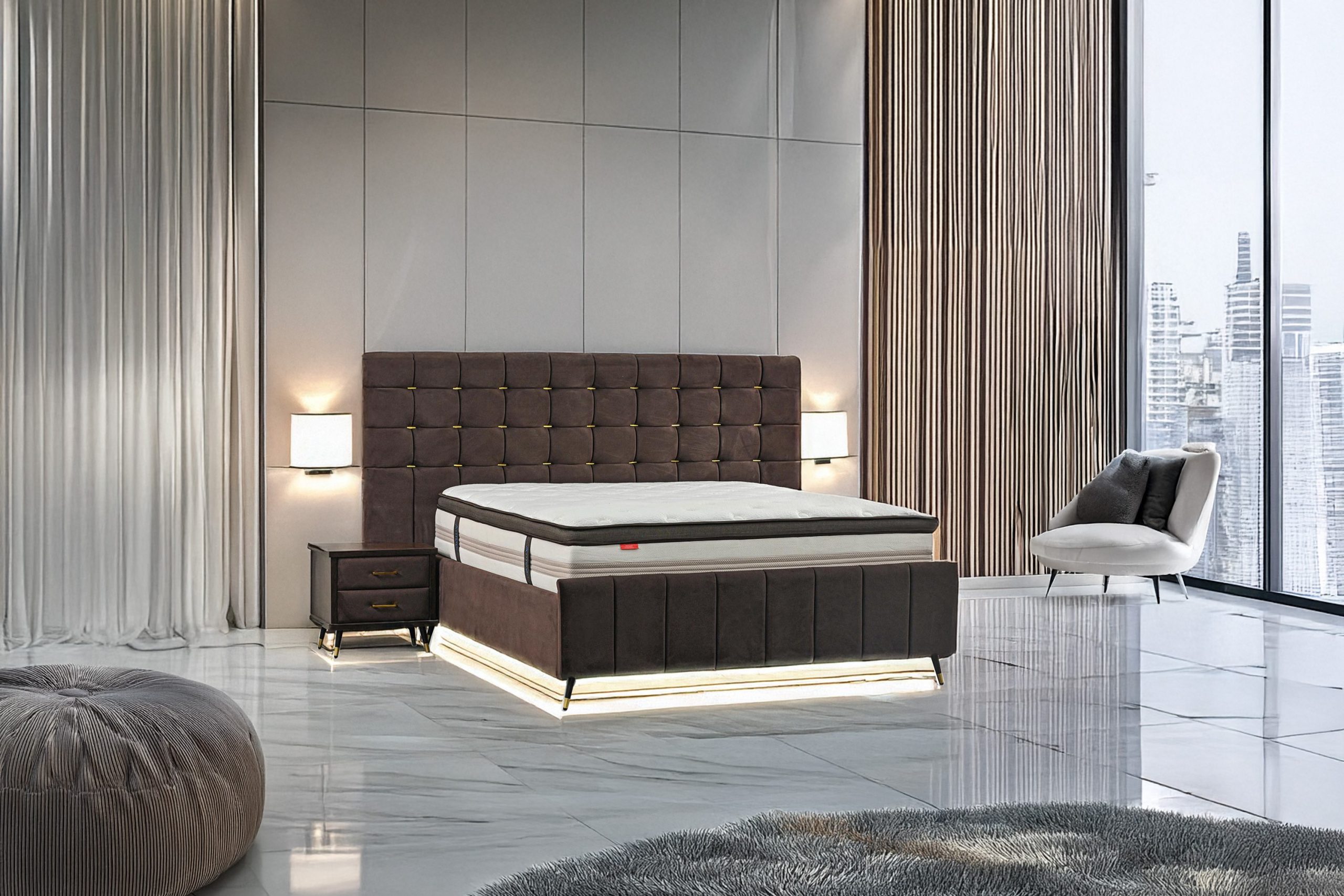 מיטה זוגית מרופדת דגם אוריאן