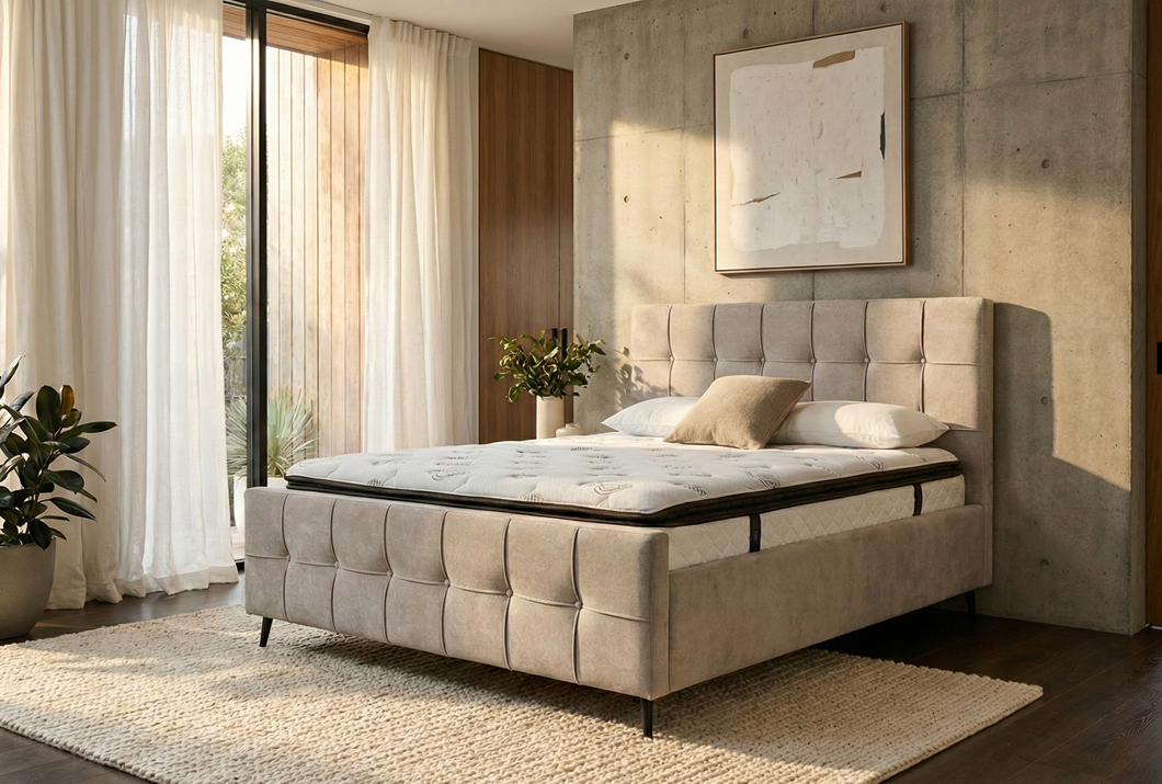 מיטה זוגית מרופדת דגם בראשית