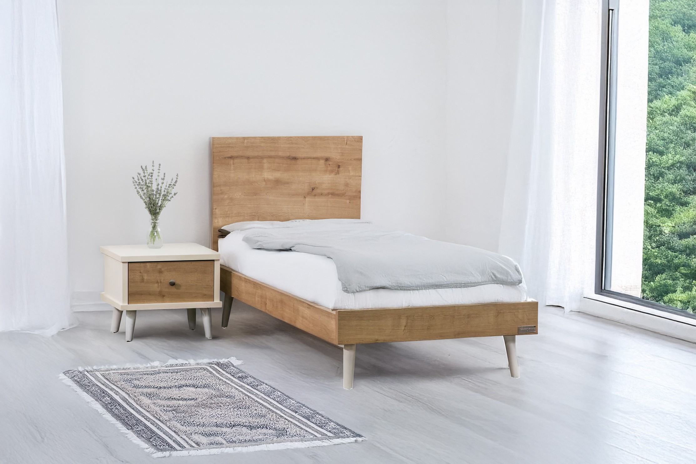 חדרי נוער : מיטה דגם רותם + מזרן + שידה מתנה