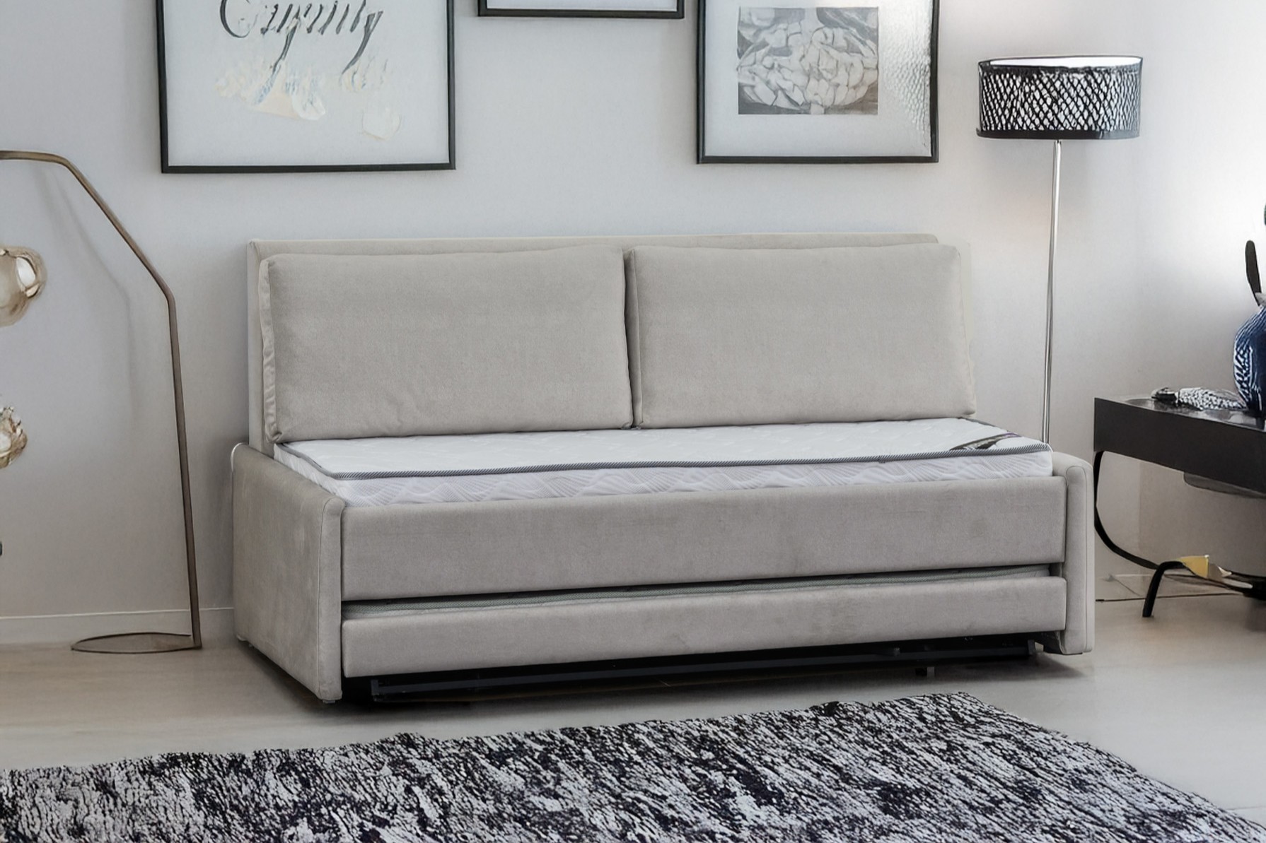 ספה נפתחת עם היי רייזר דגם שקד, כריות גב עבות במיוחד