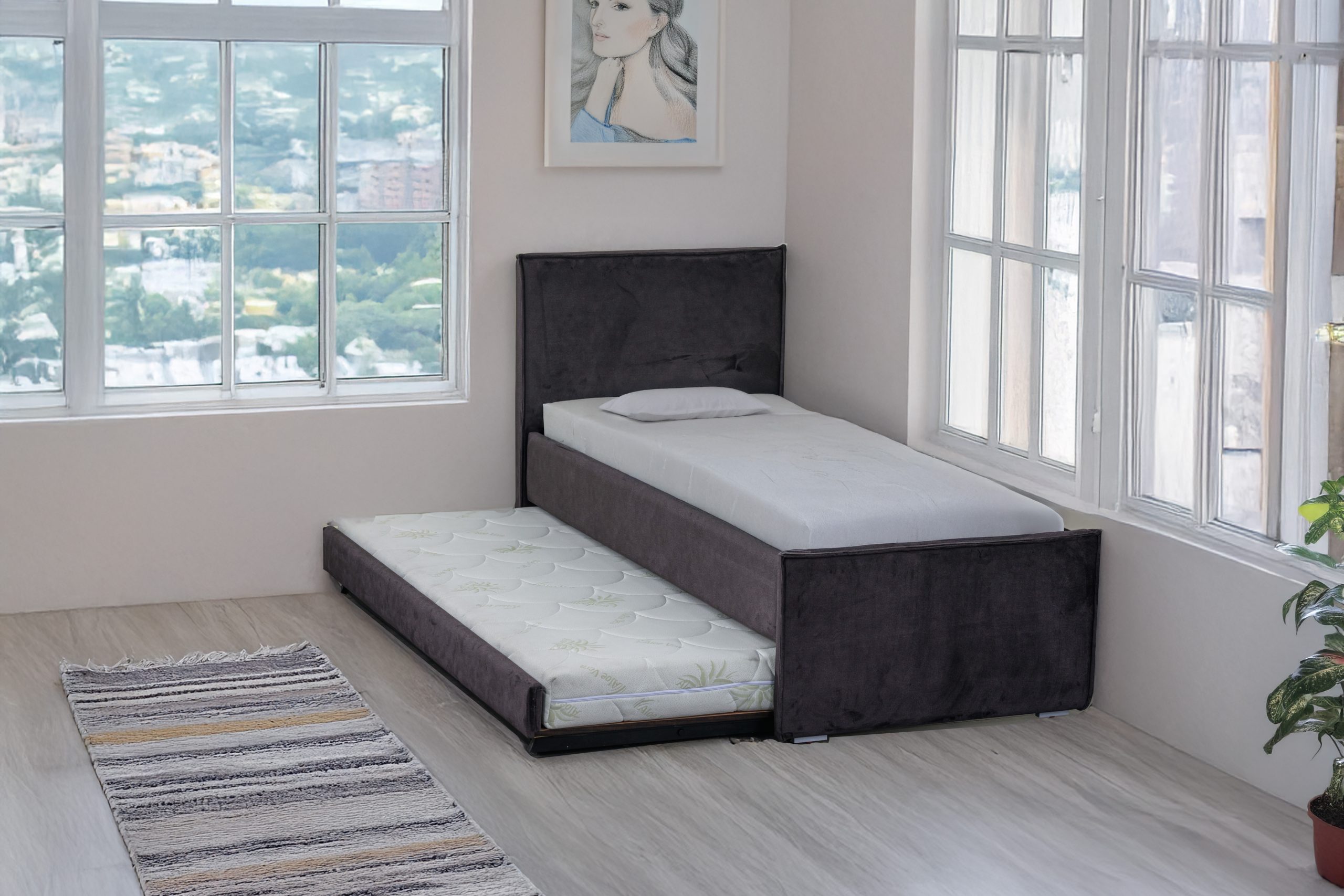 מיטה נוער נפתחת (היי רייז) מרופדת עם ארגז כולל מזרנים דגם סאמיט