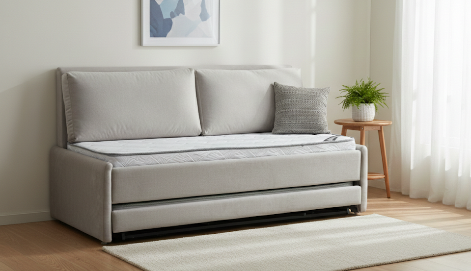 ספה נפתחת עם היי רייזר דגם שקד, כריות גב עבות במיוחד