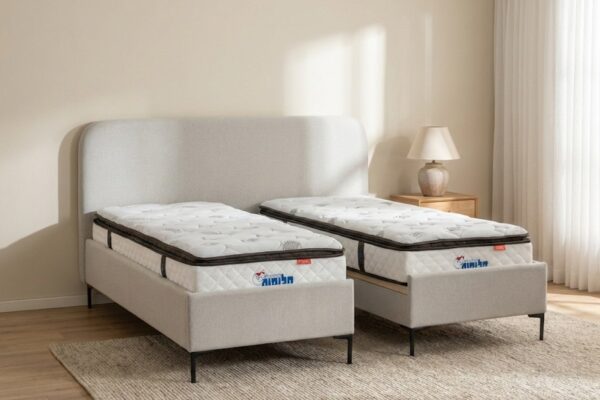 מיטה יהודית מרופדת עם ארגזי מצעים דגם דבורה