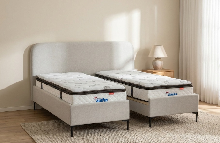 מיטה יהודית מרופדת עם ארגזי מצעים דגם דבורה