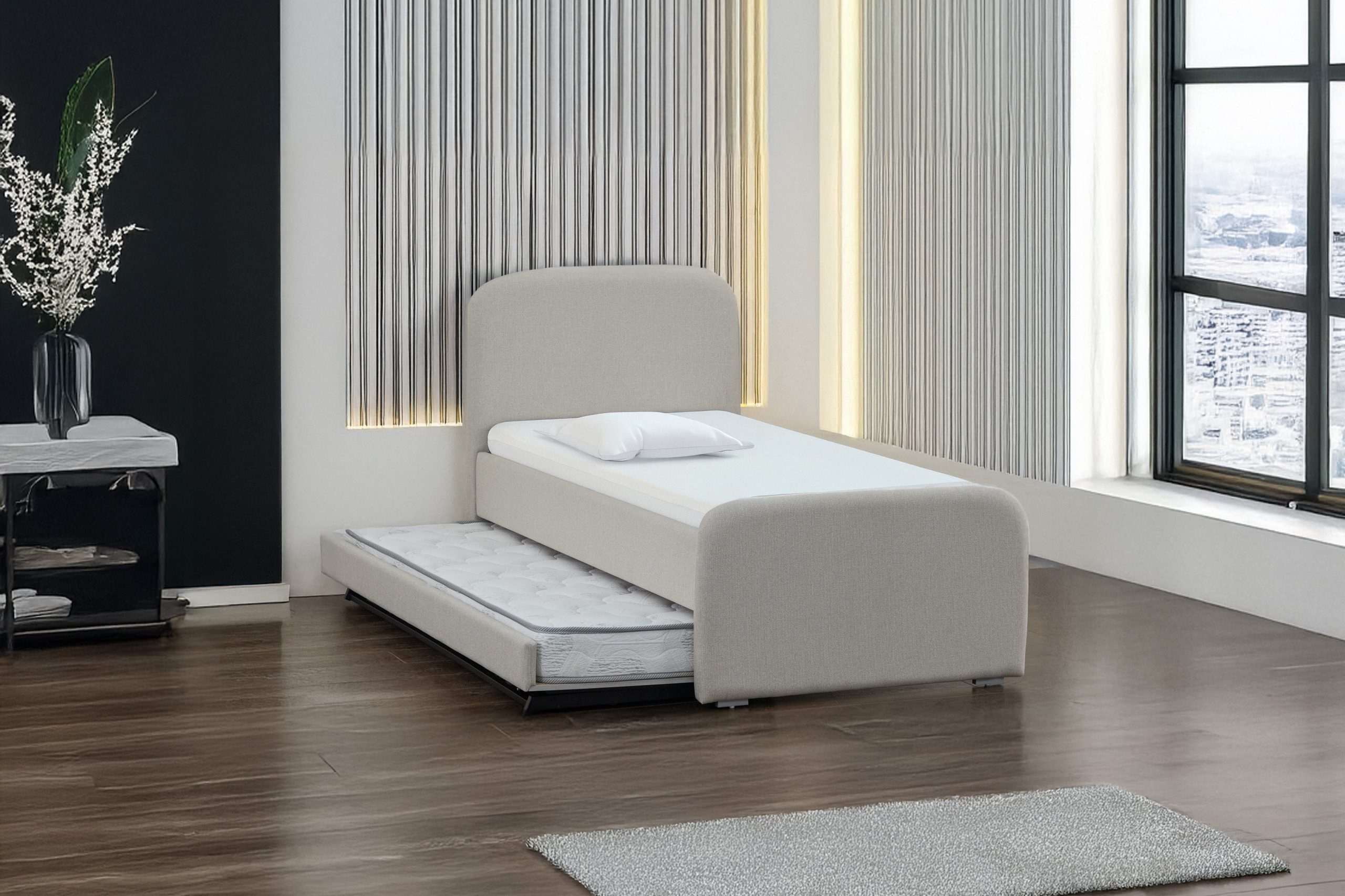 מיטה נוער נפתחת (היי רייז) מרופדת עם ארגז כולל מזרנים דגם דבורה