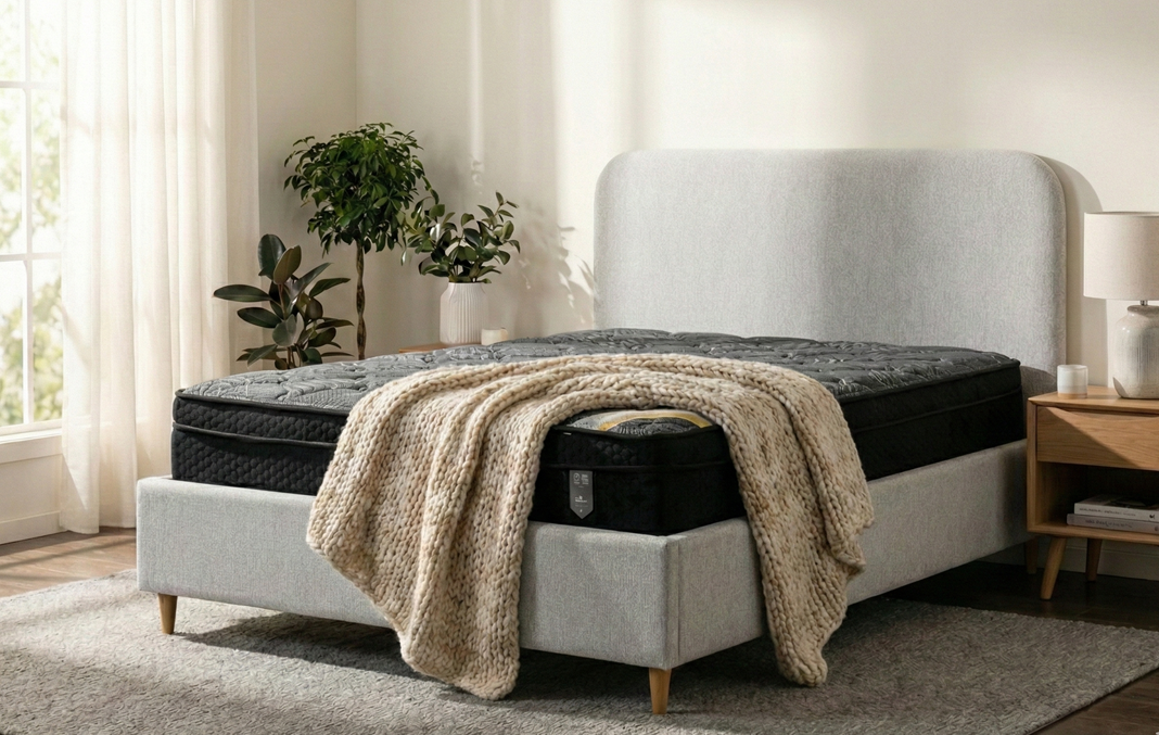 מיטה זוגית מרופדת דגם דבורה