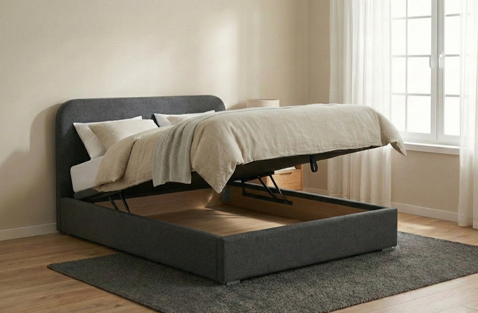 מיטה זוגית מרופדת דגם דבורה עם ארגז אחסון